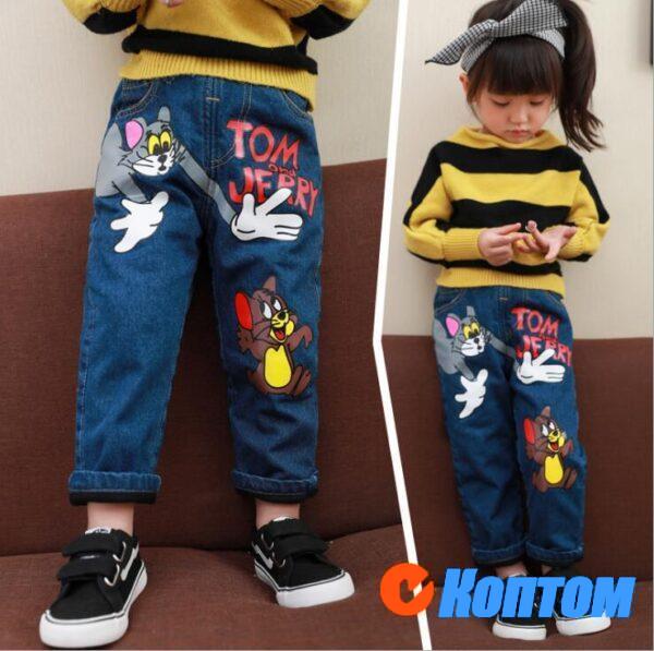 Корейские стили джинсы с бархатом для девочки DN003